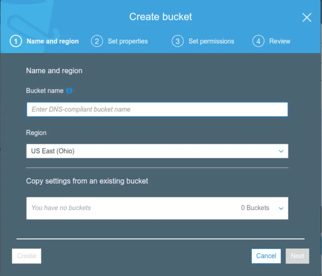 create bucket account on amazon s3 cloud storage