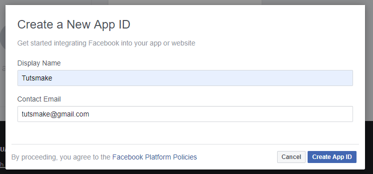 create facebook app with laravel