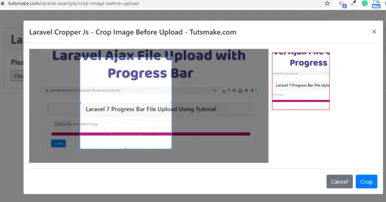Laravel 8 Crop Image Before Upload using Cropper JS Tuts