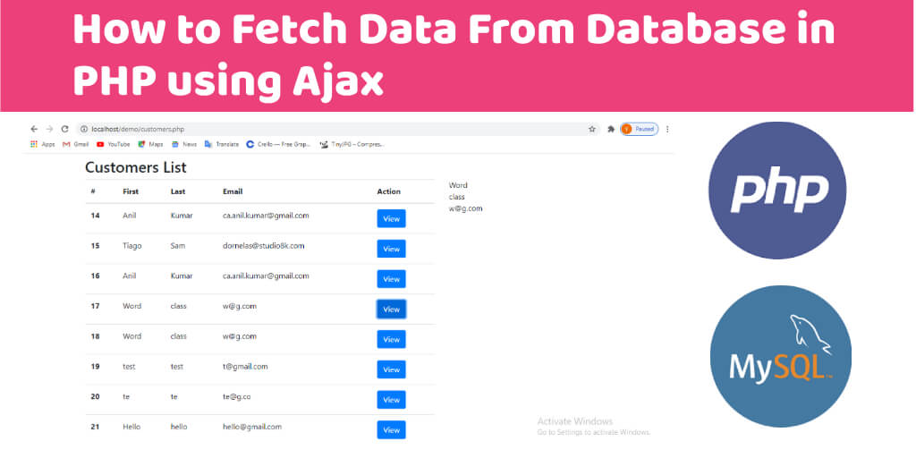 How to Fetch Data From Database in PHP using jquery Ajax