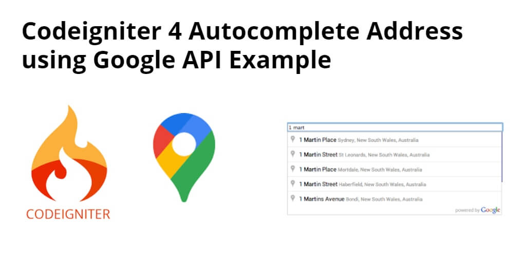 Codeigniter 4 Autocomplete Address using Google API Example