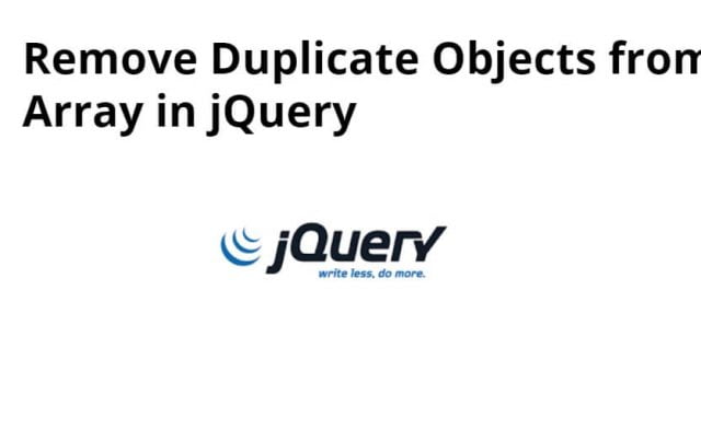 How To Remove Duplicate Objects from Array in JQuery