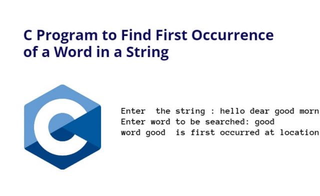 C Program to Find First Occurrence of a Word in a String