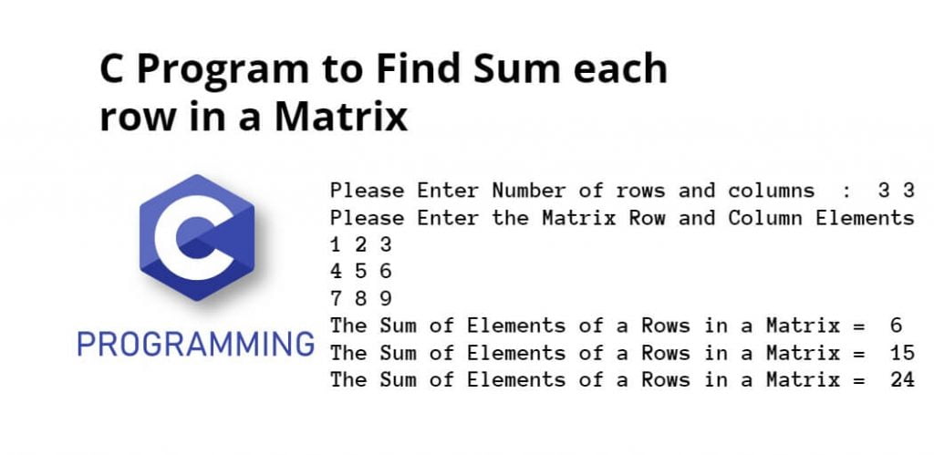 C Program to Find Sum each row in a Matrix