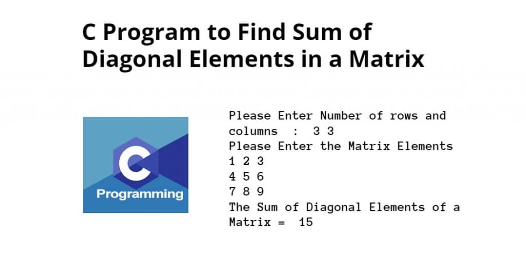 C Program to Find Sum of Diagonal Elements in a Matrix