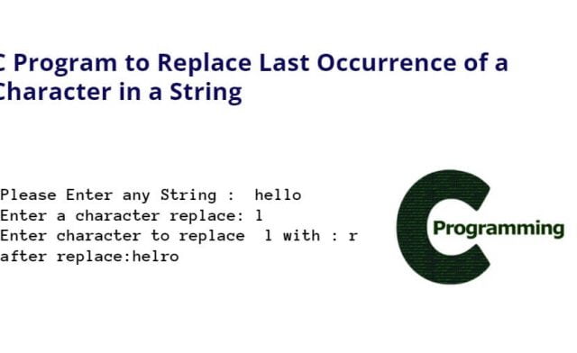 C Program to Replace Last Occurrence of a Character in a String