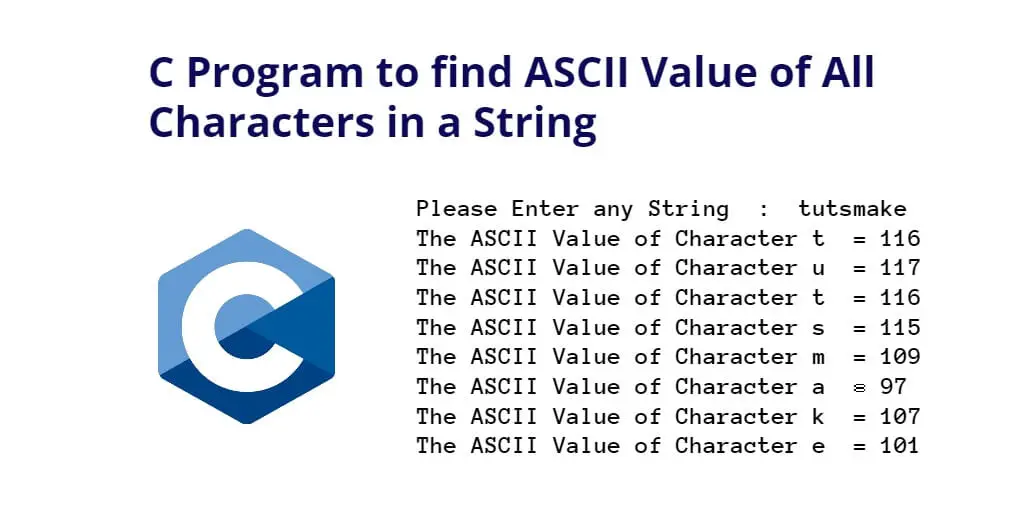 C Program to find ASCII Value of All Characters in a String