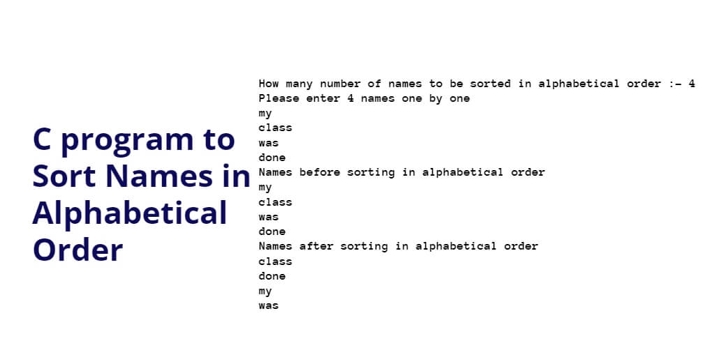C program to Sort Names in Alphabetical Order