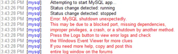[Solved] Xampp Error MySQL Shutdown Unexpectedly