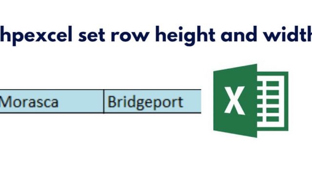 phpexcel set row height and width