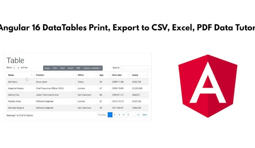 Angular 16 DataTables Print, Export to CSV, Excel, PDF Data Tutorial