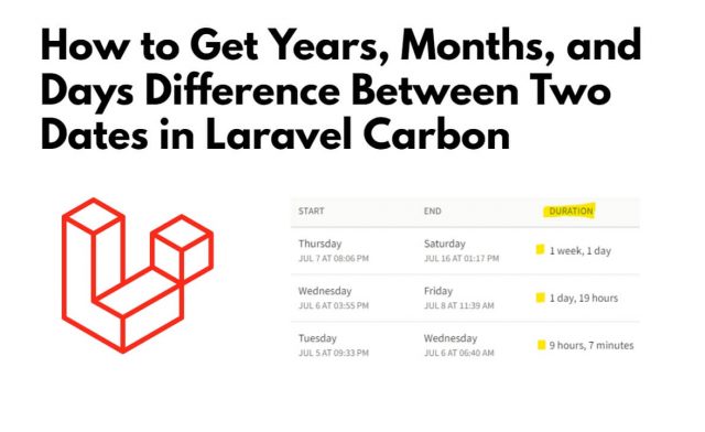 Laravel Carbon Date Difference in Years, Months, and Days